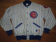 CHICAGO CUBS Vtg 1980s 90s FELCO Letterman Pin Stripe Jacket jersey L UNION MADE picture