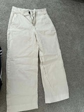 Everlane Off-White Organic Cotton Wide Leg Crop Pants - Size 8 picture
