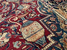BIG ORIENTAL RUG ANTIQUE 10x13 FINE handmade vintage HAND-KNOTTED red blue 9x12 picture