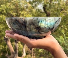 Large Flashy Labardorite Crystal Heart Shape Bowl Handmade Crystal Stone Bowl 8