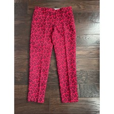 NWOT Talbots Hampshire Ankle Women's 4 Red Patterned Cropped Slim Pants picture