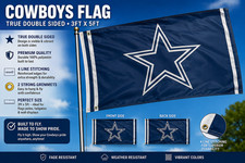 Dallas Cowboys Flag True Double Sided-3x5 🔥🔥🔥Best Quality 🔥🔥🔥 picture