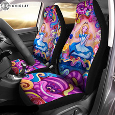 Alice And Cheshire Cat Flower Pattern Car Seat Covers (set of 2) picture