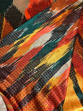 Vintage 1970s Lauratex Textile Corp Fabric 3 Yards Modern Abstract Slinky  picture