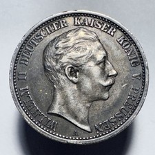 1907 A Prussia German Empire Germany 2 Two MARK .900 Silver World Coin -1819 picture