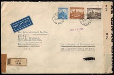 Bermuda WWII 1941 Registered Cover w/BRNs 1707 Gray & 32989 Red & 1650A Tape picture