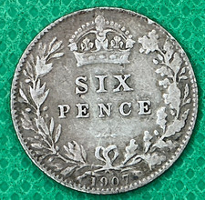 1907 Great Britain King Edward VII Sterling Silver Sixpence KM# 799 picture