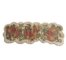 Tahari Beaded Table Runner 3 Ft Thanksgiving Fall Decor Pumpkin NEW Tags Harvest picture
