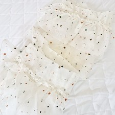 Vtg 50s 60s Cafe Curtains Ruffled Panels Ivory Colorful Polka Dots Sheer PAIR picture