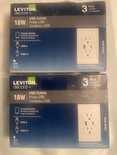 8 LEVITON OUTLETS T5638-B3W Tamper-Resistant 18W USB-A & USB-C Duplex picture