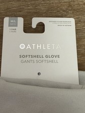 Athleta Women’s Softshell Wrist Gloves M/L Gray/Black Heat Retention Easy-Care picture