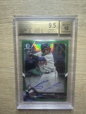 2018 Bowman Chrome Rookie Autographs Ronald Acuña Jr Green Refractor /99 picture