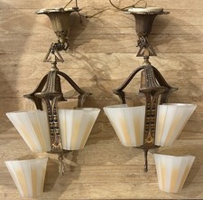 Antique Beardslee Chandelier Lighting Pendant Art Deco Slip Shade (2) picture