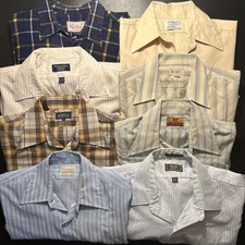 Vintage 60s 70s Retro Shirt Lot Of 8 Shirts Mod Disco Big Collar Button picture