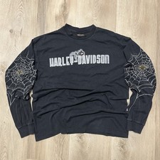 Rare Grail Harley-Davidson XL Long Sleeve Black Shirt Biker Motorcycle Vintage picture