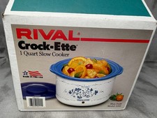 Vintage Rival Crock-Ette 3205 1 Qt Slow Cooker Blue Delft NIB USA Made picture