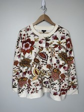Talbots NWT 2X Floral Sweatshirt French Terry Pullover Ivory Cotton Fall Top picture