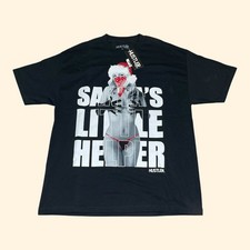 NEW Vintage Y2K Hustler Mens Santas Little Helper Bikini Girl Graphic T-Shirt XL picture