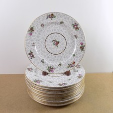 12 Antique Royal Doulton Chintz Dinner Plates E8534 JE Caldwell Philadelphia picture