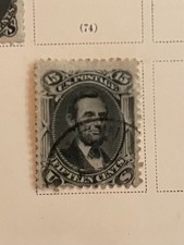 1866 U.S. Used Scott #77 Black 15 Cent Abraham Lincoln Stamp CV $170.00 picture