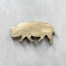 Vintage Barbara Cieslicki Pig Gold Tone Artisan Modernist Brooch Pin picture