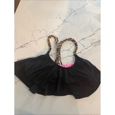 PINK Victoria's Secret Black Bikini Top with Pink Lining and Leopard Straps picture