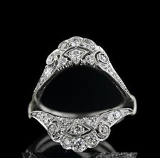 0.86 CT Round Moissanite Vintage Retro Wedding Enhancer Guard Wrap Band For Her picture