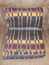 Vintage WOOLRICH PEARCE Wool Blanket Plaid Stripes Made USA Reverse Weave 84x64 picture