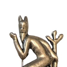 Rare Antique Sterling Silver Devil Brooch Pin Pitchfork Satan Scandinavian 925 picture