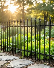ARIFARO 5 Pack 24H x 24W Metal Garden Fence Panels, Rustproof Black, No Dig picture