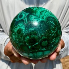 3.52LB Rare Natural Malachite quartz hand Carved sphere Crystal Healing Gem ball picture