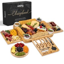 SMIRLY Charcuterie Boards Set - Large Bamboo Cheese Board Set - House Warming Gi picture