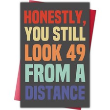 Cheeklee Funny 50th Birthday Card for Men Women, 8.1 x 5.3 inches, Look 49 picture