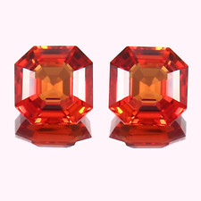 AAA 10x10 MM Ceylon Padpradscha Sapphire Asscher Cut Loose Gemstone Pair picture