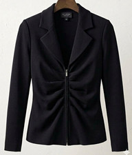 St. John Caviar Women’s Black Zip Front Collared Short Basic Jacket Size 6 picture