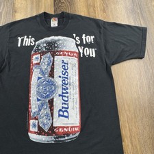 Vintage Budweiser Shirt Mens L Black This Beers For You Can 1996 Anheuser Busch picture