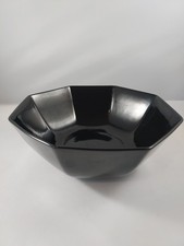 Vtg 1978 Fitz & Floyd Glossy Black Octagonal Serving Bowl 9.25