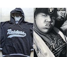 Vintage Starter Los Angeles Raiders 1990’s “Biggie”Scripted Hoodie Men’s L Black picture