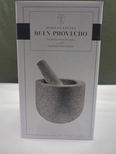 Traditional Mexican Volcanic Stone Molcajete Mortar & Pestle Handmade Made 8 In. picture