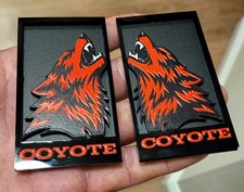Howling Wolf Acrylic Side Fender Badges 2x3.5 – UV Printed, 3D Raised Ink PAIR picture