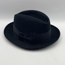 Vintage Dobbs Dorsay Black Mid-Century Fedora - Size 6 3/4 picture