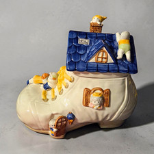 Fitz and Floyd The Old Lady Who Lived  in A Shoe Cookie Jar Vintage 1986 EUC picture