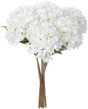 5 Pcs Artificial Silk Hydrangea Flowers 18'' Bouquet Arrangement White picture