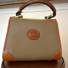 Dooney & Bourke Pebbled Leather Top Handle Handbag Buckle Taupe/Brown picture