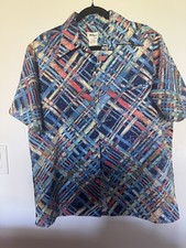 GROOVY Vintage Tori Richard 1970s Men’s S Large 1970s Groovy Aloha Shirt Blue picture