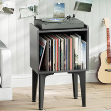 Record Player Stand, Vinyl Record Storage Table, Black picture