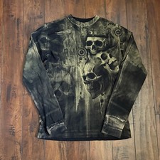 Xtreme Couture by Affliction Deaths Grin Longsleeve Shirt Mens L Black Y2K Emo picture