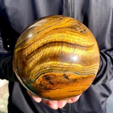 3.28LB Large Natural Tiger's Eye Ball Quartz Crystal Sphere Gem Healing Décor picture