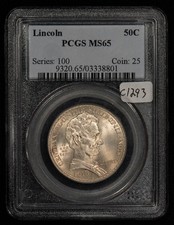 1918 50c Lincoln-Illinois Commemorative Silver Half Dollar - PCGS MS 65 - C1293 picture