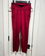 Fabletics Women’s Red Solid Ankle Leggings w/ Pockets Stretch Size M picture